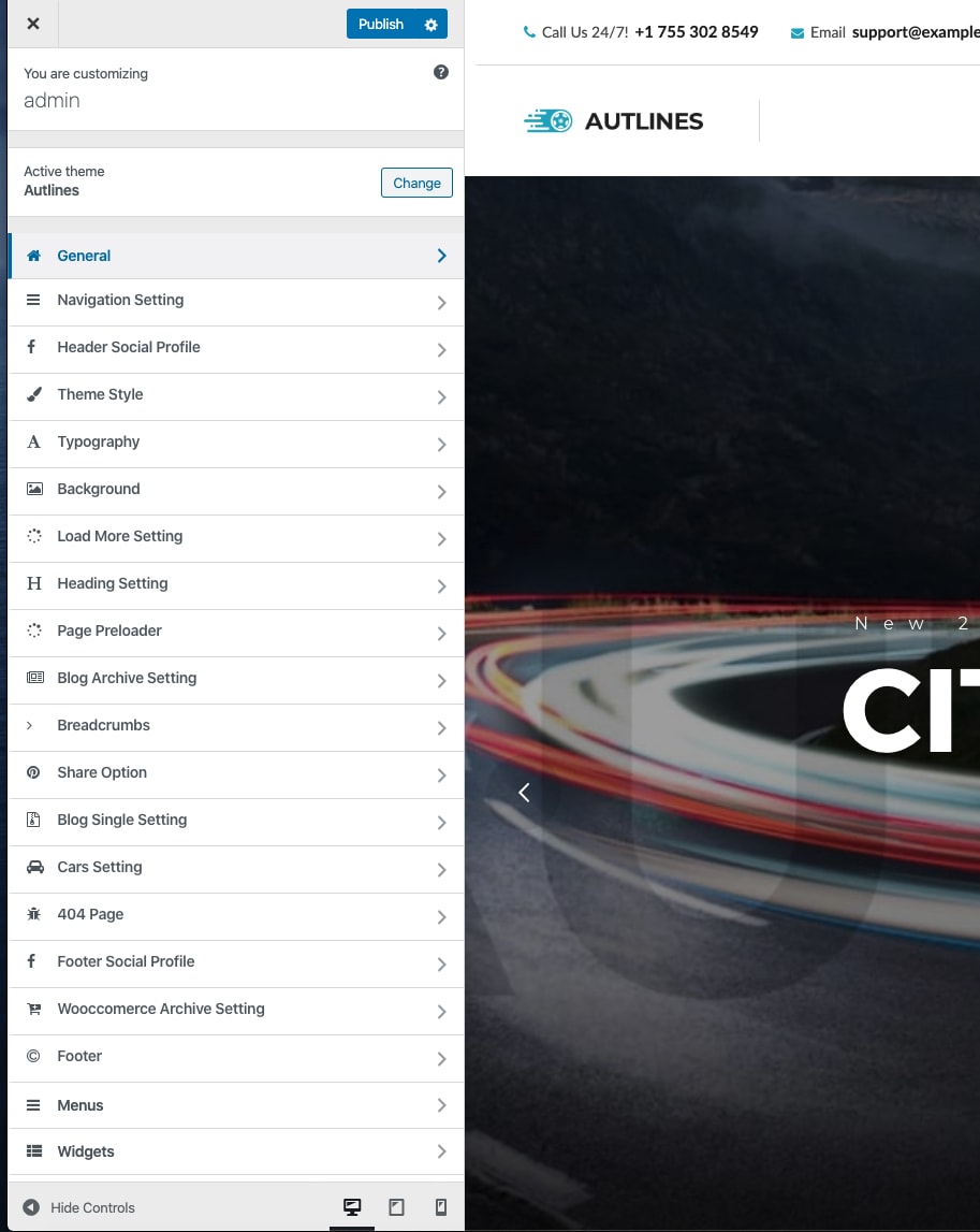 Autlines Customizer